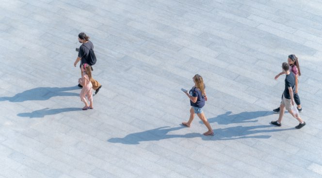 People walking in public spaces